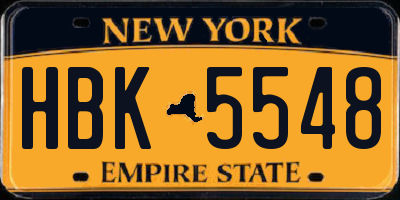NY license plate HBK5548