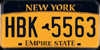 NY license plate HBK5563