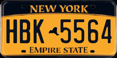 NY license plate HBK5564