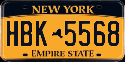 NY license plate HBK5568