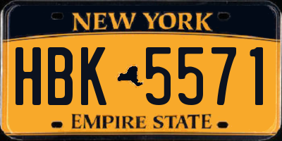 NY license plate HBK5571
