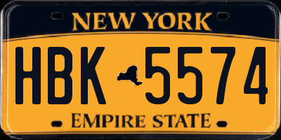 NY license plate HBK5574