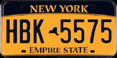 NY license plate HBK5575