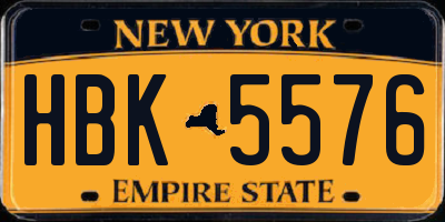 NY license plate HBK5576