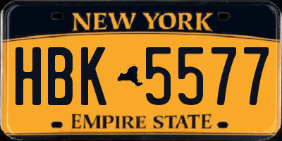 NY license plate HBK5577