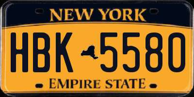 NY license plate HBK5580