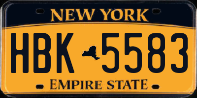NY license plate HBK5583