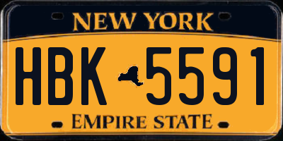 NY license plate HBK5591