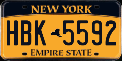 NY license plate HBK5592