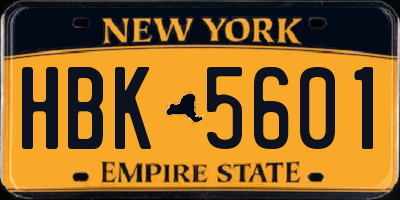 NY license plate HBK5601