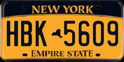 NY license plate HBK5609