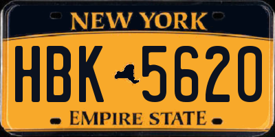 NY license plate HBK5620