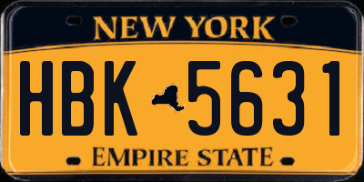 NY license plate HBK5631