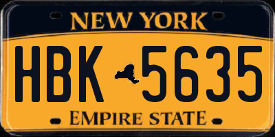 NY license plate HBK5635