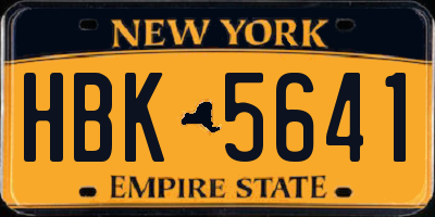 NY license plate HBK5641
