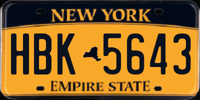 NY license plate HBK5643