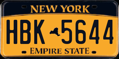 NY license plate HBK5644