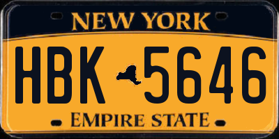 NY license plate HBK5646