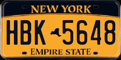 NY license plate HBK5648