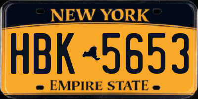 NY license plate HBK5653