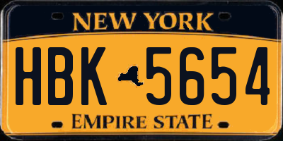 NY license plate HBK5654