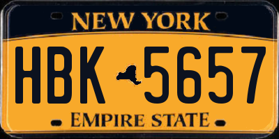 NY license plate HBK5657