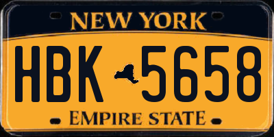 NY license plate HBK5658