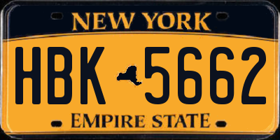 NY license plate HBK5662