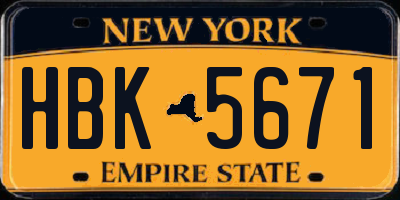 NY license plate HBK5671