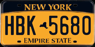 NY license plate HBK5680