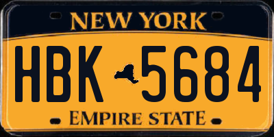 NY license plate HBK5684