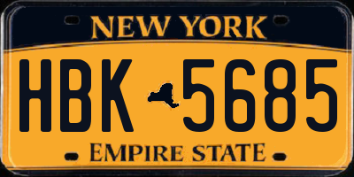 NY license plate HBK5685