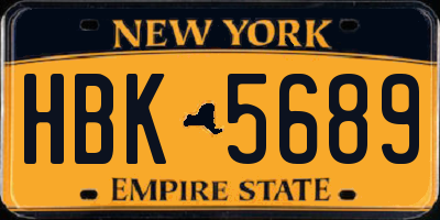 NY license plate HBK5689