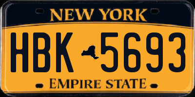 NY license plate HBK5693