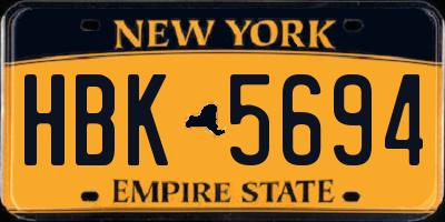 NY license plate HBK5694