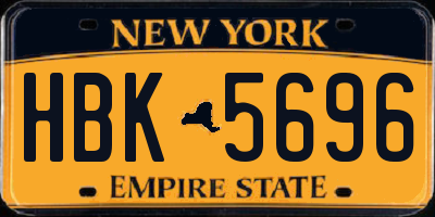 NY license plate HBK5696