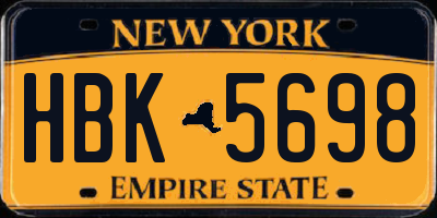 NY license plate HBK5698