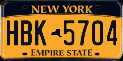 NY license plate HBK5704
