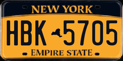NY license plate HBK5705