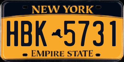 NY license plate HBK5731