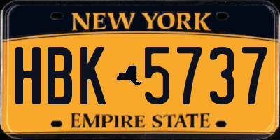 NY license plate HBK5737