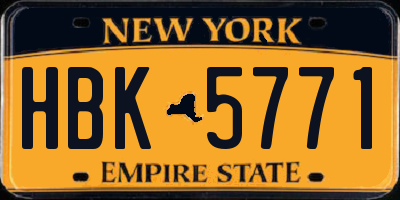 NY license plate HBK5771