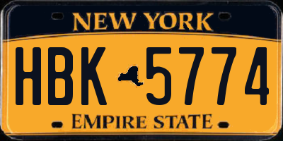 NY license plate HBK5774