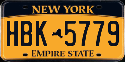 NY license plate HBK5779