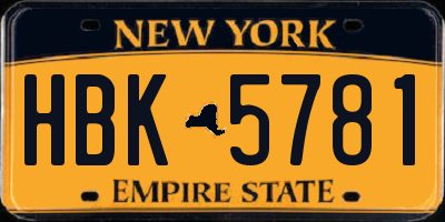 NY license plate HBK5781