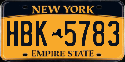NY license plate HBK5783