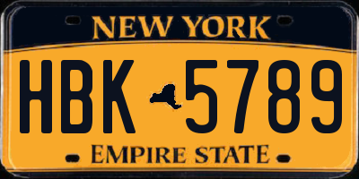 NY license plate HBK5789