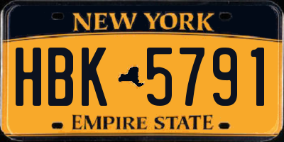 NY license plate HBK5791