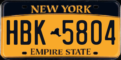 NY license plate HBK5804