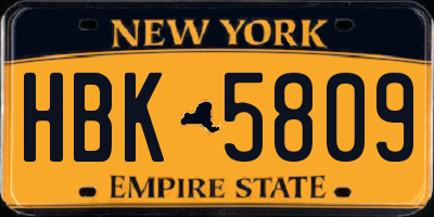 NY license plate HBK5809